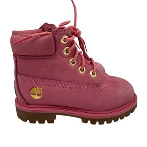 Timberland Toddler Pink Nubuck Lace Up Boots